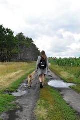 young woman with the dog