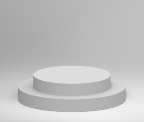 3d gray white cylinder podium minimal studio background. Abstract 3d geometric shape object illustration render.