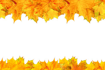 Frame made by autumn leaves. Seamless (horizontal)