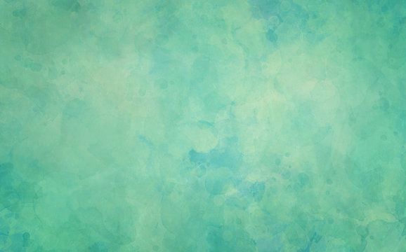 Blue green background, old watercolor paper texture, painted marbled vintage grunge illustration