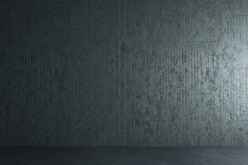 Contemporary interior with copy space on concrete wall.