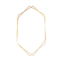 Template for greeting card decorative gold frame on a white background