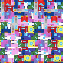 seamless pattern from square spaceships. Vector illustration
