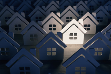 Little luminous house among other houses