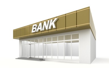 3D illustration of a bank office