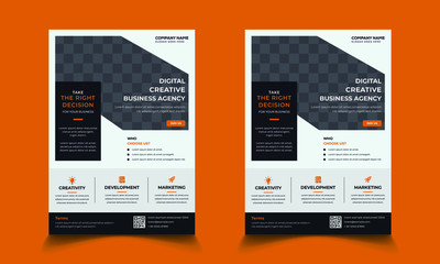 Digital creative agency flyer design template with a4 size layout concept