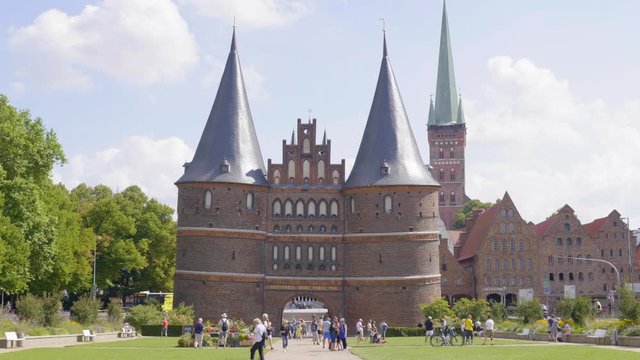 Holstentor in Luebeck in sunny light