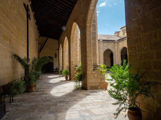Fototapeta na wymiar Image of the interior patio of the cathedral of Baeza in Jaen, Spain and its arches
