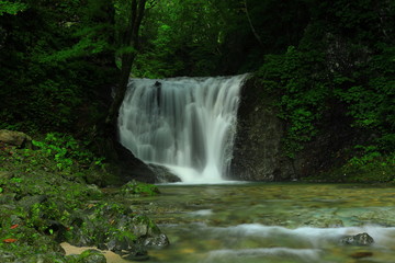 Fototapeta na wymiar 岩手県矢巾町　夏の幣掛の滝