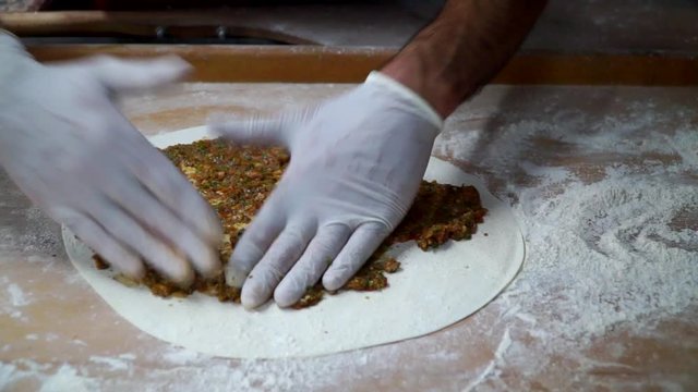 Turkish foods; Turkish pizza, lahmacun