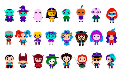 Isolated set of costumes halloween icon - Vector