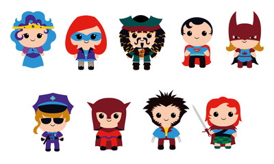 Isolated set of costumes halloween icon - Vector