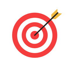 Red darts target with arrow in center icon