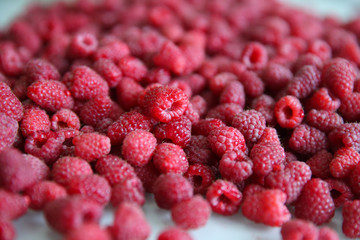 Raspberry berries background. Garden raspberry. 