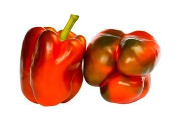 Red bell pepper isolated on white background.