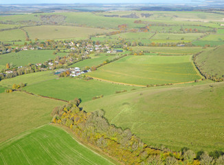 Fototapeta na wymiar Aerial view of the fields at Monks Down in Wiltshire 