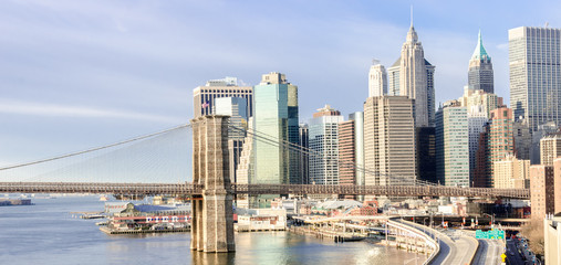 Brooklyn Bridge and Lower Manhattan - New York City, New York - United Stataes of America