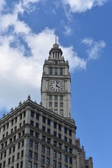 Fototapeta na wymiar old clock tower Chicago architecture 