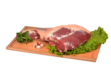 fresh and raw beef on cutting board