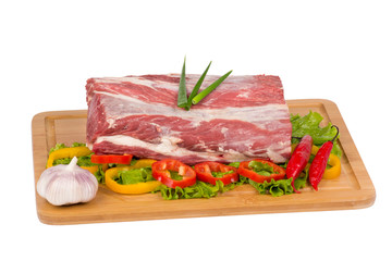 fresh and raw beef on cutting board