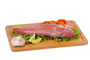 fresh and raw beef on cutting board