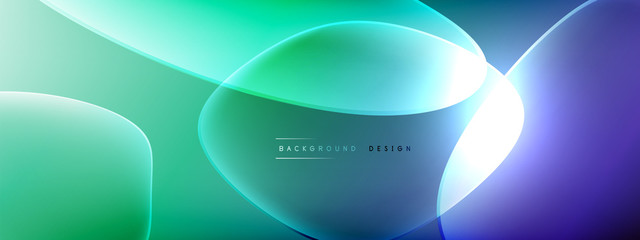 Vector abstract background - liquid bubble shapes on fluid gradient with shadows and light effects. Shiny design template for text