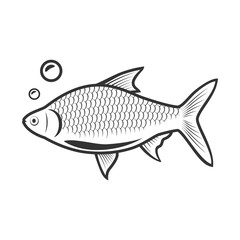 Freshwater fish symbol. Water animal sign. Vector illustration