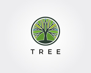 minimal tree logo template - vector illustration