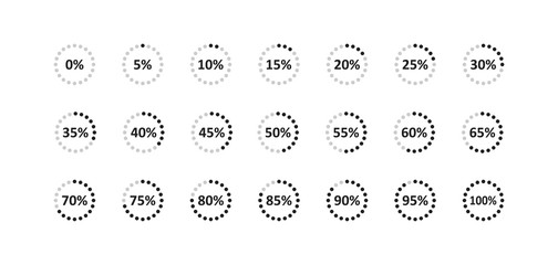 Circle percent pie isolated big set icon. Chart graph concept illustration in vector flat