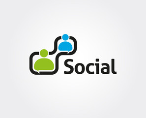 minimal social chat logo template - vector illustration