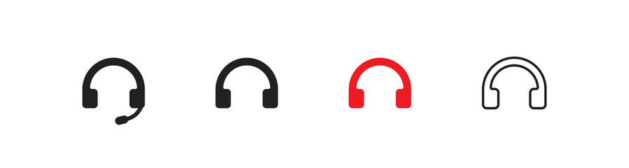 Heardphone, simple isolated icon set. Listen music concept symbol in vector flat