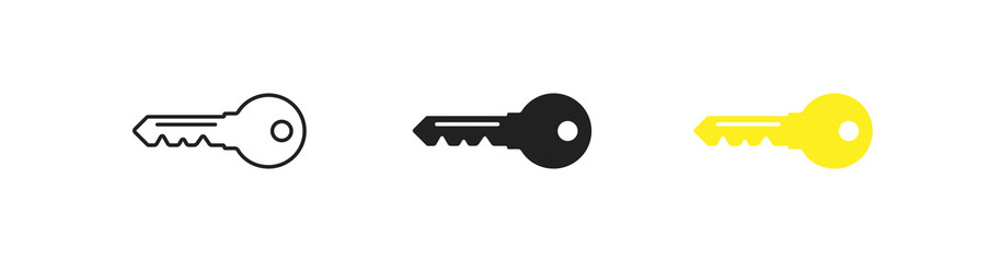 Key, simple isolated icon set. Lock symbol concept in vector flat