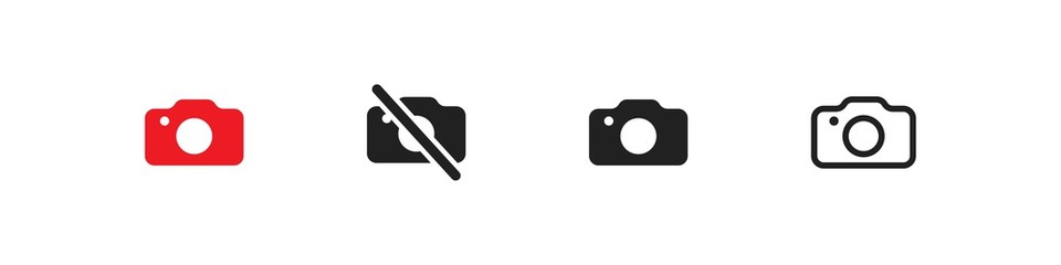 Photo camera, simple isolated black and line icon set, symbol for design in vector flat