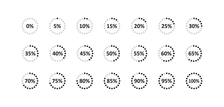 Circle percent pie isolated big set icon. Chart graph concept illustration in vector flat