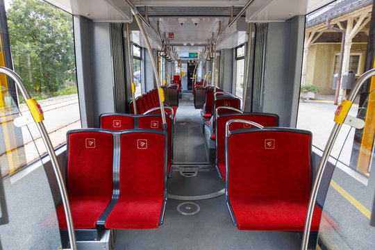 Stubaitalbahn Innsbruck Tram train interior in Austria