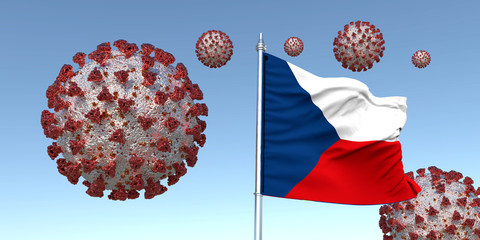 Coronavirus with Flag of the Czech Republic. 3d illustration