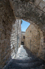Old city jerusalem street in summer tourism vacation