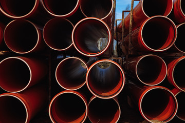 red plastic pipes