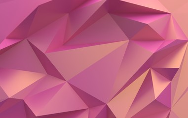 Fototapeta premium Pink polygonal triangular background, 3d render