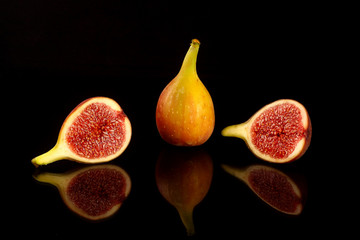 Fresh figs isolated on black background with clipping path