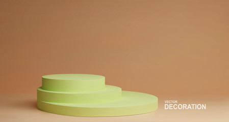 Vector minimal scene . Podium for cosmetic product presentation. Abstract background with geometric podium platform in pastel colors. Template for design, presentation, advertisement.3d rendered.