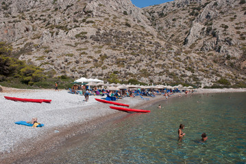 Hydra Island, Greece 2020. The beach of Hydra island