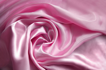 silk is beautifully draped in pink, top view