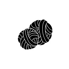Wool yarn knitting logo, black silhouette illustration.