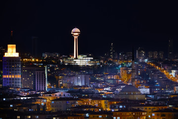 Ankara cityscape at night - Ankara, Turkey - obrazy, fototapety, plakaty