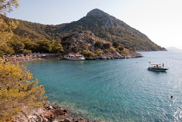 Fototapeta premium Hydra Island, Greece 2020. The beach of Hydra island