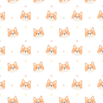 Cute corgi dog seamless pattern background