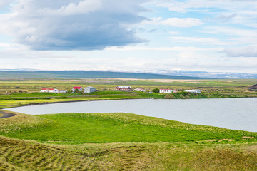 Farm at lake Myvatn in Iceland