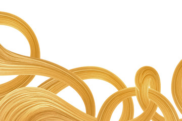 Waves of blond hair isolated on white background. Copy space