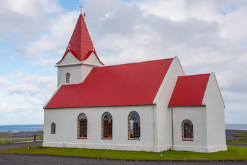 Fototapeta na wymiar Ingjaldsholskirkja church on Snaefellsnes peninsula in Iceland